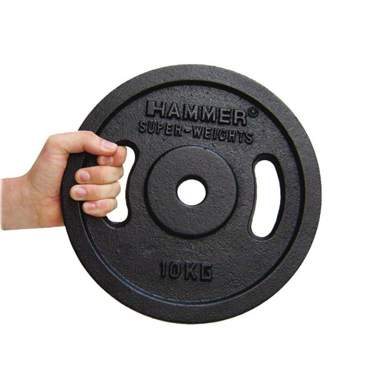Hammer - Hammer disques dhaltères en fonte (avec poignées)– 2 x 10kg